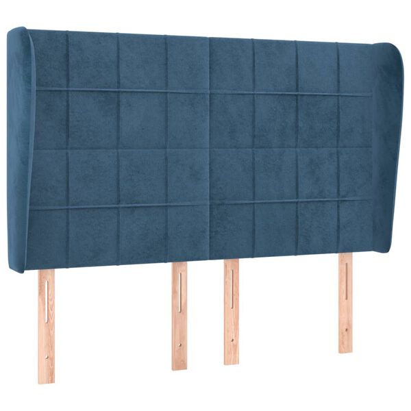 vidaXL Kopfteil mit Ohren Dunkelblau 147x23x118/128 cm Samt
