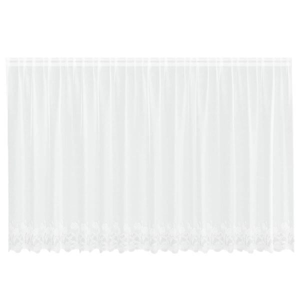 vidaXL Spitzenvorhang mit Vorh&auml;ngen Floral Wei&szlig; 180 x 400 cm Polyester