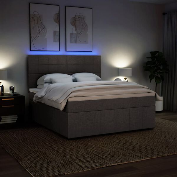 vidaXL Boxspringbett mit Matratze Taupe 180x200 cm Stoff