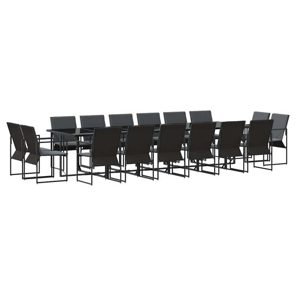 vidaXL Garten Essgruppe 17 pcs Schwarz Stahl