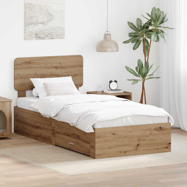 vidaXL Bettrahmen Artisan-Eiche 100 x 200 cm Holzwerkstoff