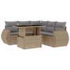 vidaXL 6-tlg. Garten-Sofagarnitur mit Kissen Beige Poly Rattan