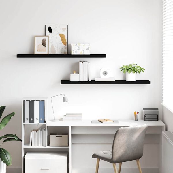 vidaXL Schweberegale 2 Stk. Schwarz 120x23,5x3,8 cm MDF