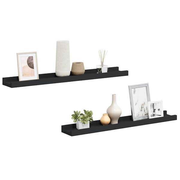 vidaXL Bilderleisten 2 Stk. Schwarz 60x9x3 cm MDF
