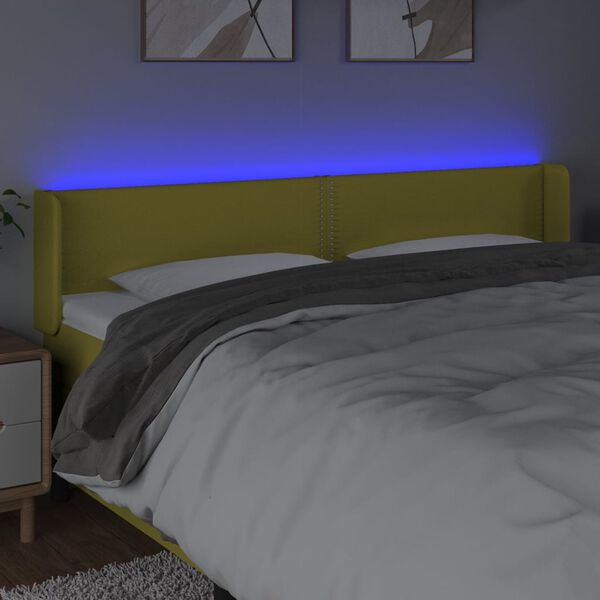 vidaXL LED Kopfteil Gr&uuml;n 163x16x78/88 cm Stoff