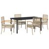 vidaXL Garten Essgruppe mit Kissen 5 pcs Beige und Schwarz Rattan