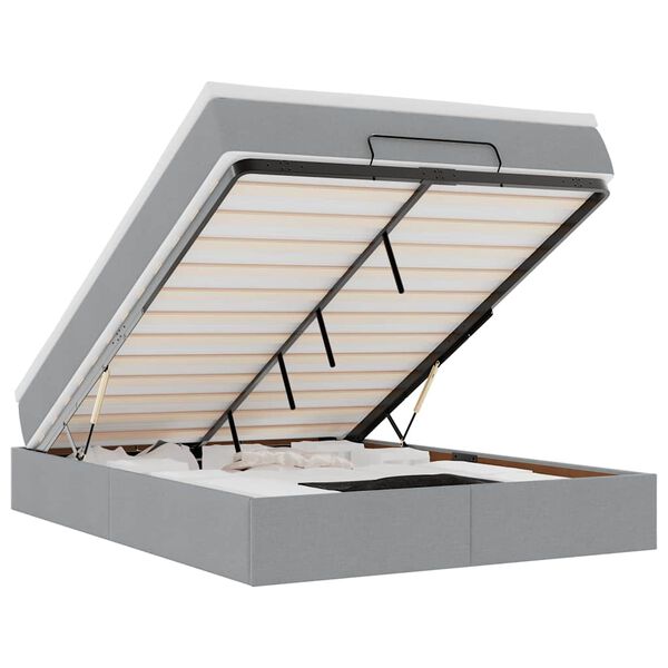 vidaXL Ottoman-Bett mit Matratze Hellgrau 140x200 cm Stoff