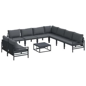 vidaXL Gartensofa-set 10 stk. Schwarz Stahl