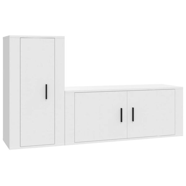 vidaXL 2-tlg. TV-Schrank-Set Wei&szlig; Holzwerkstoff