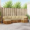 vidaXL Ecksofa Set mit Kissen 7 pcs Natur und Beige Massivholz Akazie