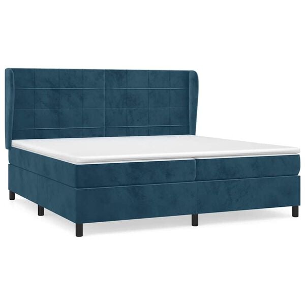 vidaXL Boxspringbett mit Matratze Dunkelblau 200x200 cm Samt