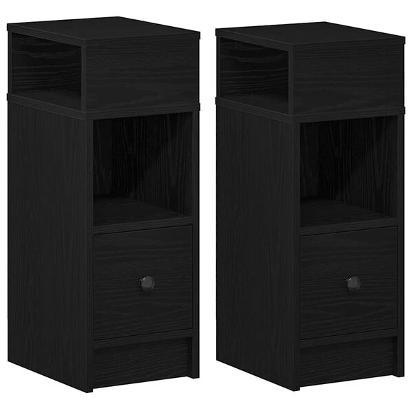 vidaXL Nachttische 2 Stk. mit Schublade Schwarz 25x31x66 cm
