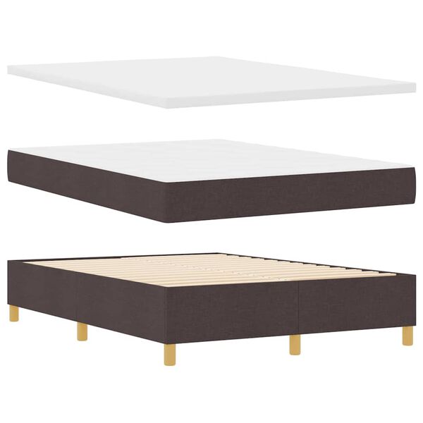 vidaXL Boxspringbett mit Matratze Dunkelbraun 140 x 190 cm Stoff