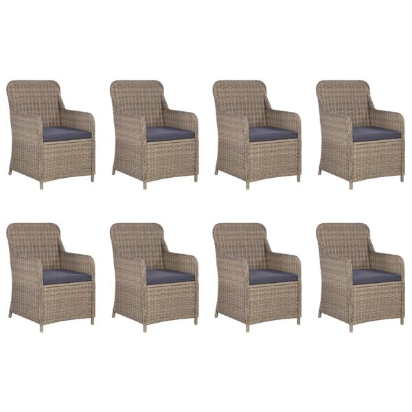 vidaXL 7-tlg. Garten-Essgruppe Poly Rattan Braun