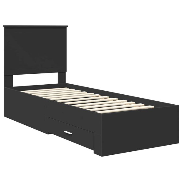 vidaXL Bettrahmen Schwarz und Silber 70 x 190 cm Holzwerkstoff