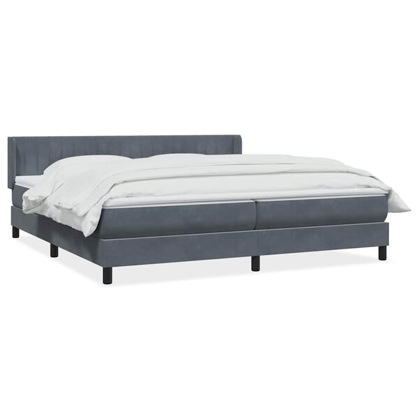 vidaXL Boxspringbett mit Matratze Dunkelgrau 200x210 cm Samt