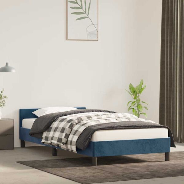 vidaXL Bettgestell ohne Matratze Dunkelblau 90x200 cm Samt