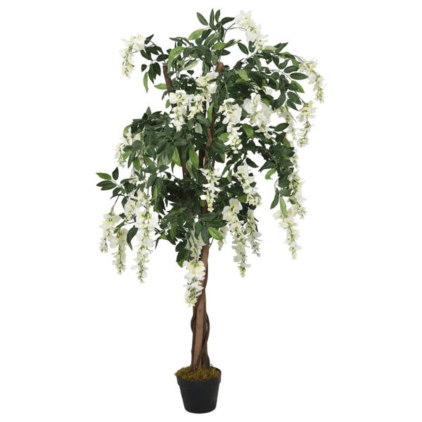 vidaXL Glyzinienbaum K&uuml;nstlich 840 Bl&auml;tter 150 cm Gr&uuml;n und Wei&szlig;