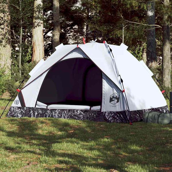 vidaXL Kuppel-Campingzelt 3 Personen Wei&szlig; Verdunkelt Quick Release