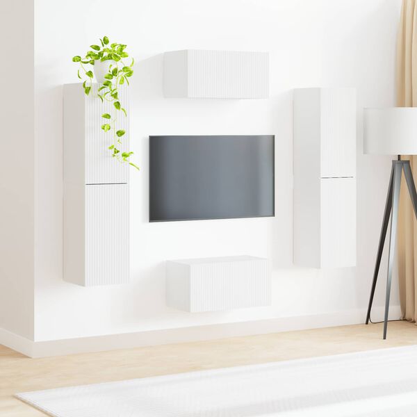 vidaXL TV-Schrankset 6 pcs Wei&szlig; Holzwerkstoff