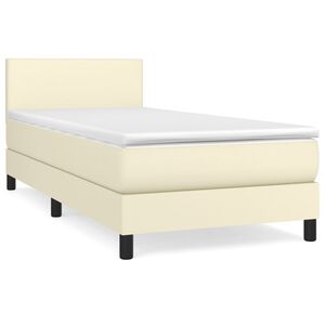 vidaXL Boxspringbett mit Matratze Creme 100x200 cm Kunstleder