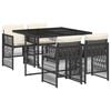 vidaXL 5-tlg. Garten-Essgruppe mit Kissen Schwarz Poly Rattan