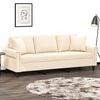 vidaXL 3-Sitzer-Sofa mit Kissen Creme 180 cm Samt