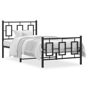 vidaXL Bettgestell mit Kopf- und Fu&szlig;teil Metall Schwarz 90x200 cm