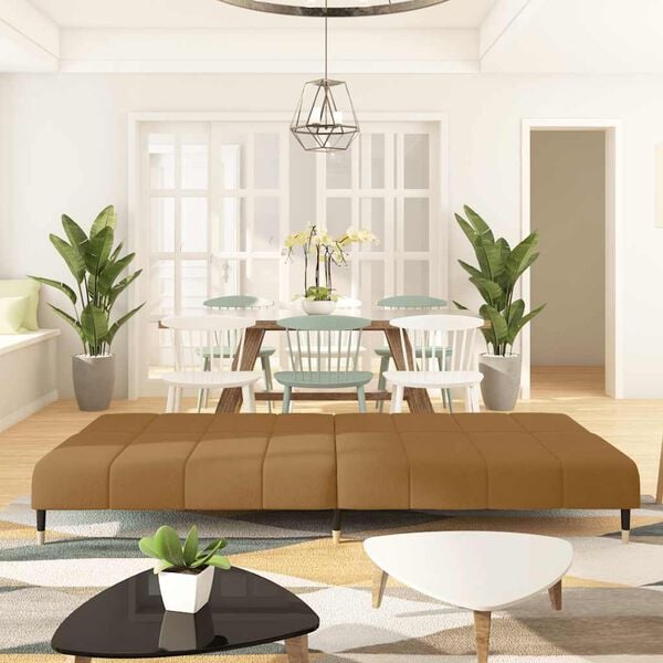 vidaXL Schlafsofa 2-Sitzer Braun Samt