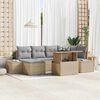 vidaXL Garten-Sofa-Set mit Speicher 7 pcs Beige Poly Rattan