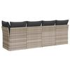 vidaXL Gartensofa mit Kissen 4-Sitzer Hellgrau Poly Rattan