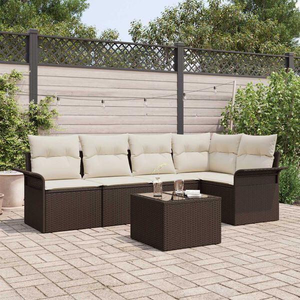 vidaXL Gartensofa-set mit Speicher 6 pcs Braun Poly-Rattan