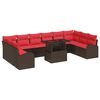 vidaXL Gartensofa-set mit Speicher mit Kissen 11 pcs Braun Poly-Rattan