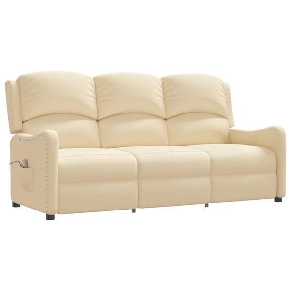 vidaXL 3-Sitzer Massagesessel Creme Stoff