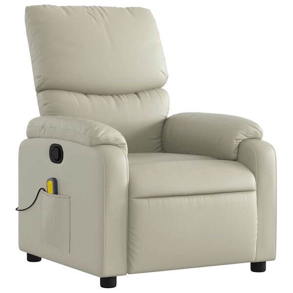 vidaXL Massagesessel mit Relaxfunktion, Kunstleder, Creme