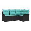 vidaXL Gartensofa-set mit Kissen Schwarz Poly-Rattan