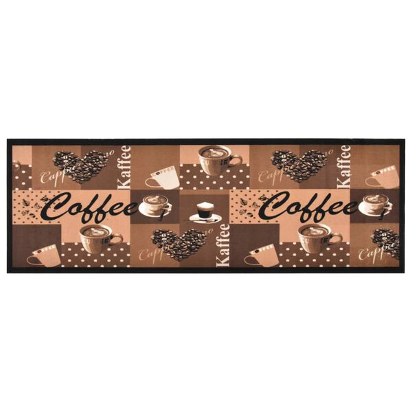 vidaXL K&uuml;chenbodenmatte Waschbar Kaffee Braun 45x150 cm