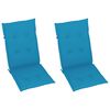 vidaXL Gartenst&uuml;hle 2 Stk. mit Blauen Kissen Massivholz Teak