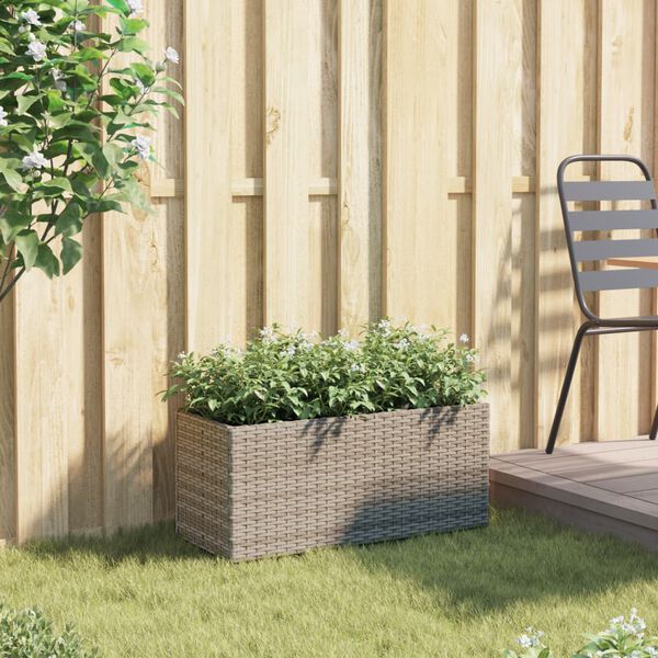 vidaXL Hochbeet mit 2 F&auml;chern Grau 72x30x32 cm Poly Rattan