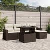 vidaXL 6-tlg. Garten-Sofagarnitur mit Kissen Braun Poly Rattan