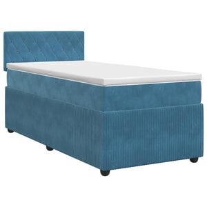 vidaXL Boxspringbett mit Matratze Dunkelblau 80 x 200 cm Samt