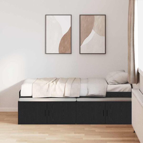 vidaXL Bettrahmen Schwarz Eichen-Optik 100 x 200 cm Holzwerkstoff