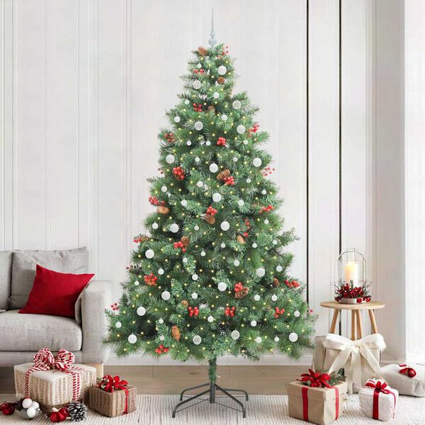 vidaXL K&uuml;nstlicher Weihnachtsbaum Gr&uuml;n 240 cm PVC und Metall