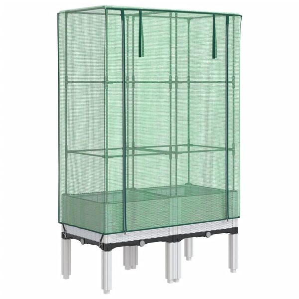 vidaXL Hochbeet mit Gew&auml;chshaus-Aufsatz Rattan-Optik 80x40x140 cm