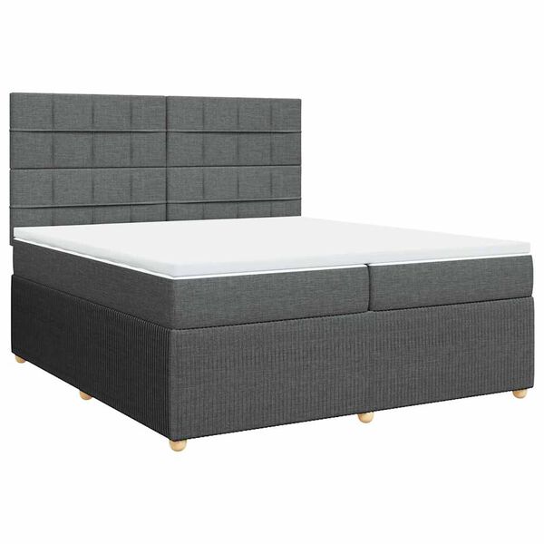 vidaXL Boxspringbett mit Matratze Dunkelgrau 200x200 cm Stoff