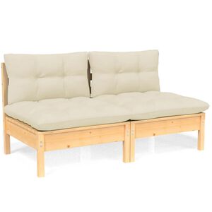 vidaXL 2-Sitzer-Gartensofa mit Creme Kissen Massivholz Kiefer
