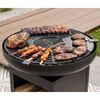 RedFire Feuerschale mit Grill und Holzfach Stahl Mattschwarz