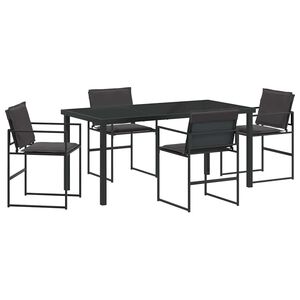 vidaXL Garten Essgruppe 5 pcs Schwarz 160 x 80 x 73 cm