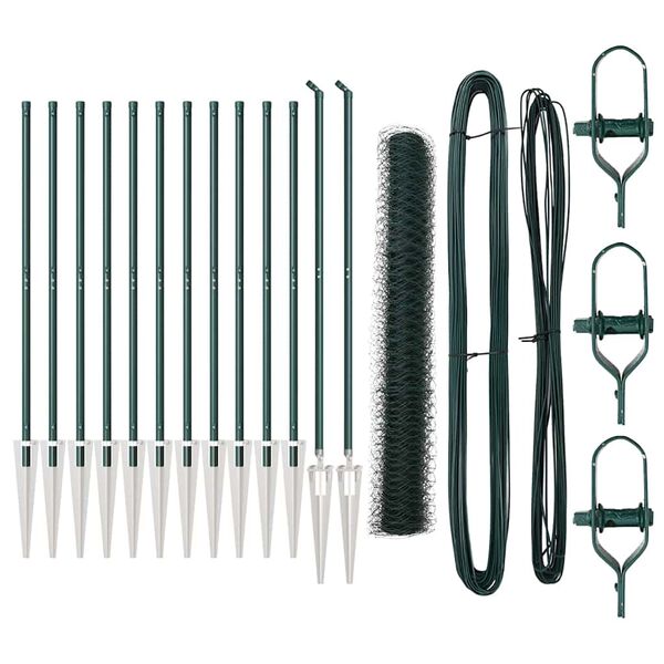vidaXL Zaunpfosten Gr&uuml;n 25 x 1 m (36 mm Maschen) Stahl