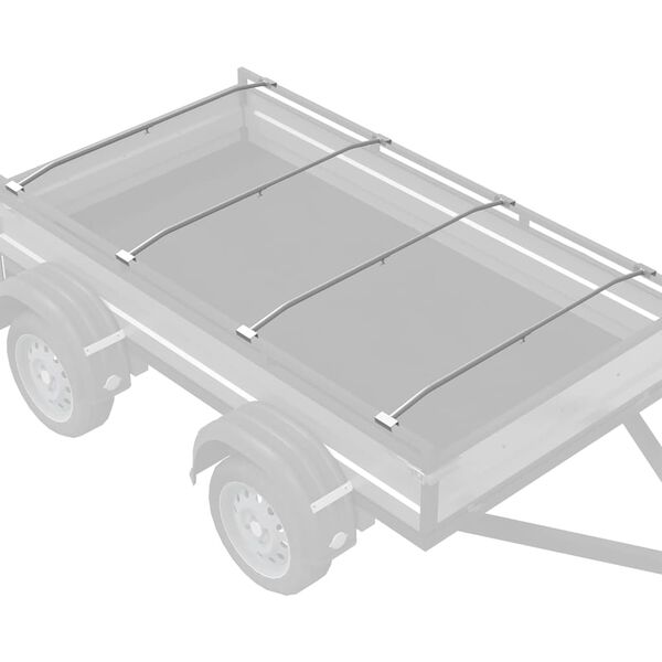 vidaXL Planehalterung f&uuml;r Anh&auml;nger 4 pcs Silber 100-145 cm Aluminium